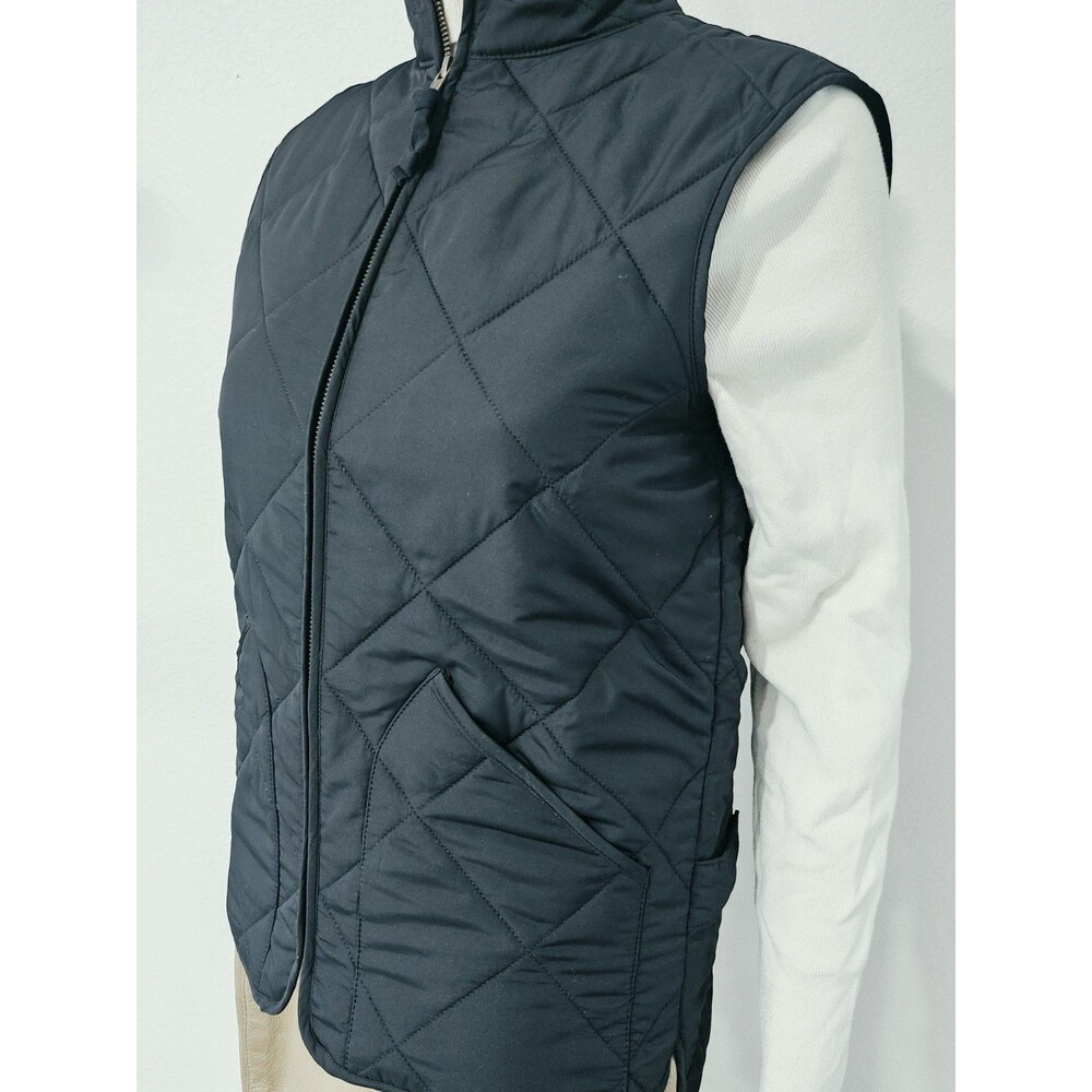 J.CREW Women's Black Quilted Full Zip Stand-Up Collar Vest w/ Pockets XS